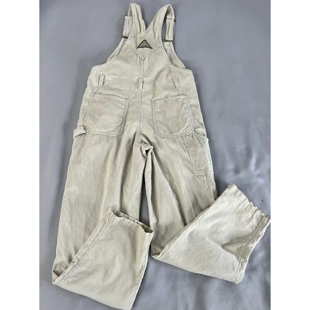 Vtg 90's SQZ Squeeze Beige Cotton Corduroy Bib Overalls Women's‎ Size Small